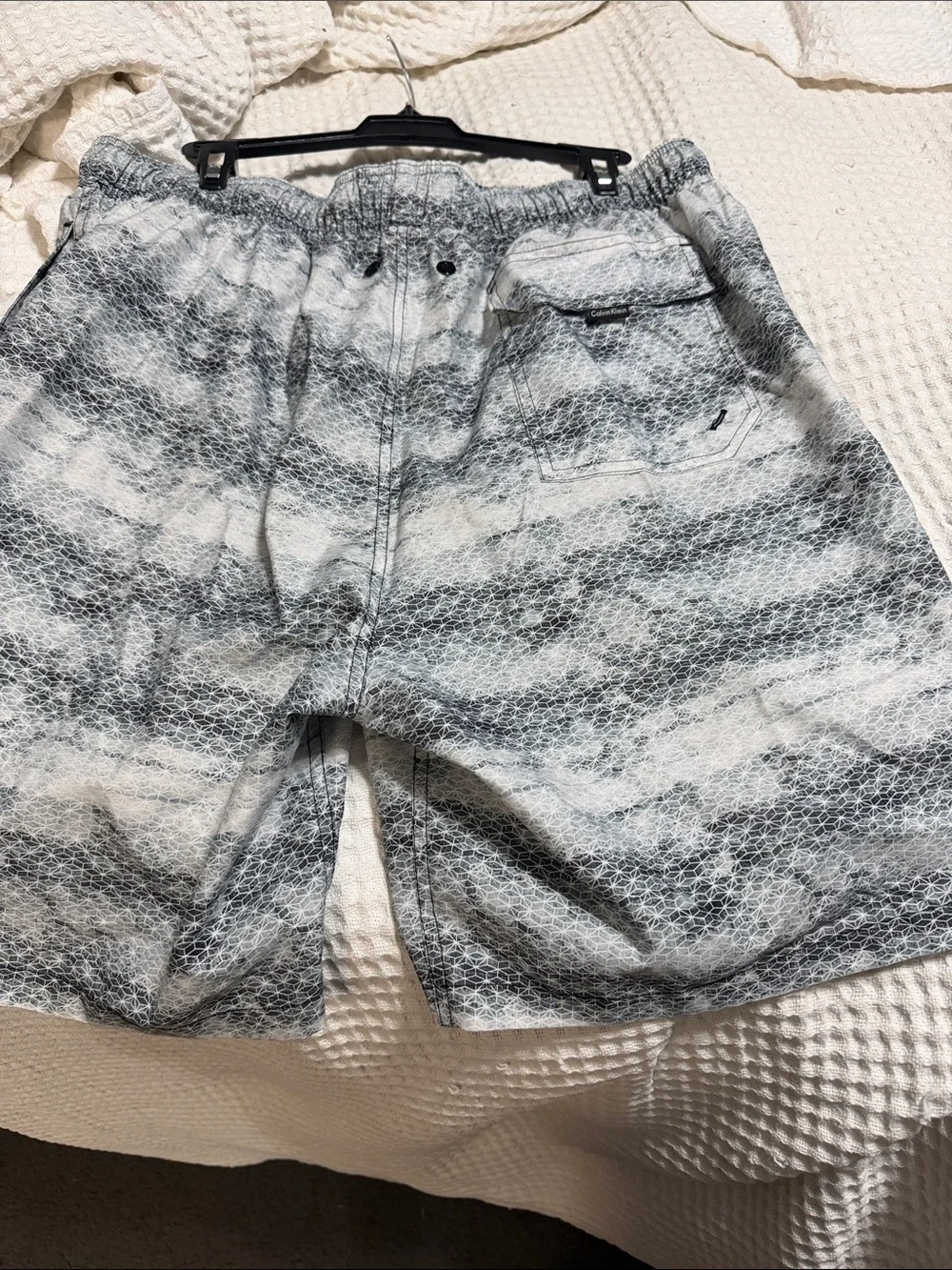 Calvin Klein Black & Gray Patterned Swim Shorts